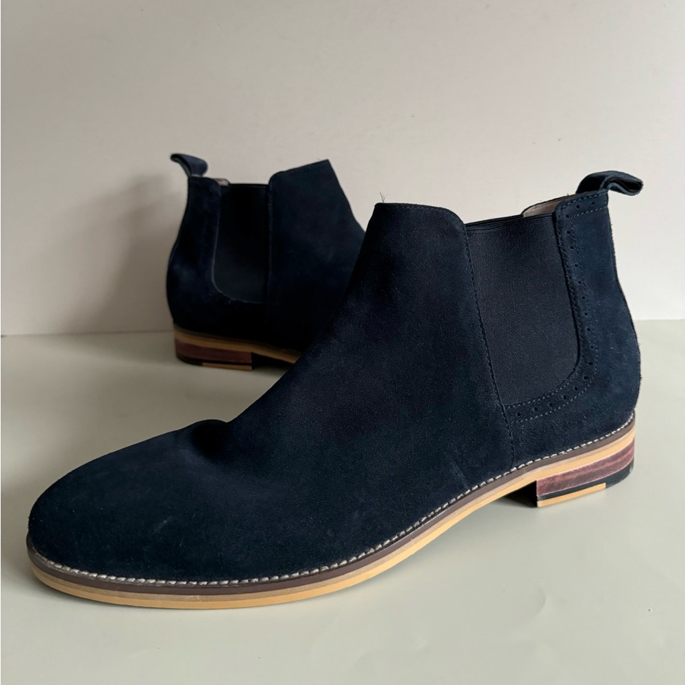 JOHNSON & MURPHY NAVY SUEDE LEATHER PULL ON CHELSEA‎ BOOTS SZ 11 Men’s